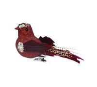 Gisela Graham Red Sparkle Clip On Bird Decoration - small