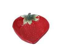Gisela Graham Red Strawberry Shaped Porcelain Serving Bowl, Small, 15.5cm Width