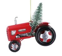 Gisela Graham Red Tractor Christmas Tree Decoration, Metal