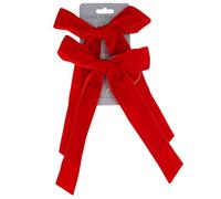 Gisela Graham Red Velvet Tie On Christmas Tree Bows, Set of 2