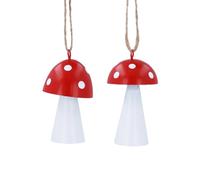Gisela Graham Red/White Metal Toadstool Christmas Tree Decorations, Set of 2