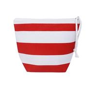 Gisela Graham Red & White Striped Canvas Toiletry Bag, Washbag with Zip Closure, 18cm x 23cm