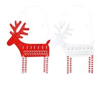 Gisela Graham Red & White Wooden Reindeer Christmas Decorations - set of two