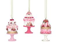 Gisela Graham Resin Cup Cake Decorations Set of 3 Assorted Designs