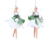 Gisela Graham Resin & Fabric Snowdrop & Berries Organza Fairies Set of 2