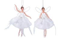 Gisela Graham Resin & Fabric White Feather Organza Fairies Set of 2