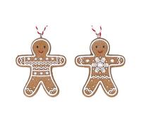 Gisela Graham Resin Gingerbread Man Christmas Tree Hanging Decorations, Iced Effect, Set of 2