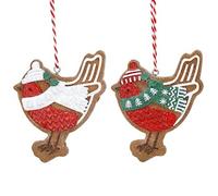 Gisela Graham Resin Gingerbread Robin Christmas Decorations - set of two