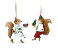 Gisela Graham Resin Mr and Mrs Woodland Animals 8.5 Centimeter Badgers Foxes Mice and Squirrels Set of 2 Assorted (Mr and Mrs Squirrel Dressed in White)