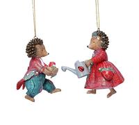 Gisela Graham Resin Mr/Mrs Hedgehog Christmas Decorations