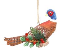 Gisela Graham Resin Pheasant Decoration on a Holly Log