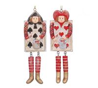 Gisela Graham Resin Playing Cards with Dangly Legs Hanging Tree Decorations Set of 2