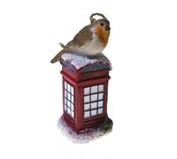 Gisela Graham Resin Robin on Telephone Box Hanging Decoration - 9cm