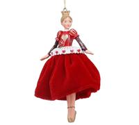 Gisela Graham Resin & Velvet 14cm Queen of Hearts Tree Decoration