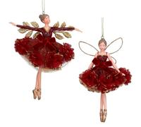 Gisela Graham Rich Red Fairy Christmas Tree Decorations Opulent Luxury Ornaments