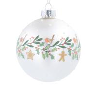 Gisela Graham Robin and Gingerbread Glass Bauble, 8cm