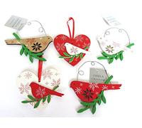 Gisela Graham Robin Bird Nordic Scandi Christmas Decoration Set Of 5