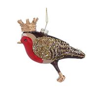 Gisela Graham Robin with Crown Glass Christmas Tree Decoration