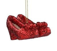 Gisela Graham Ruby Red Glitter Slippers Christmas Tree Decoration