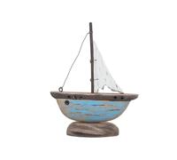 Gisela Graham Rustic Blue Wooden Sail Boat Ornament - Small