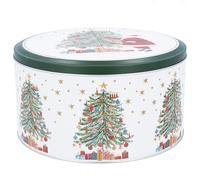 Gisela Graham Santa and Christmas Tree Design Metal Cake Storage Tin, Round 23cm