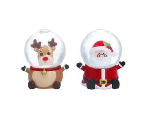 Gisela Graham Santa and Reindeer Mini Christmas Snowglobes - set of two