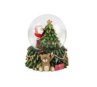 Gisela Graham Santa with Christmas Tree Led Light up ,Resin and Glass Snow Dome