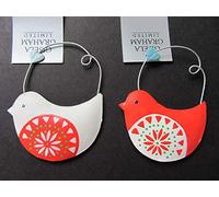 Gisela Graham Scandinavian Nordic Style Metal Bird Christmas Tree Decorations Set Of 2
