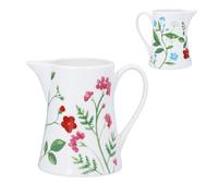 Gisela Graham Serving Jug, Bright Meadow Flowers, 350ml, Bone China, White