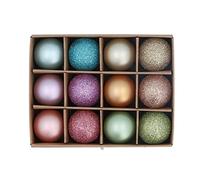 Gisela Graham Set of 12 Multicoloured Christmas Tree Baubles
