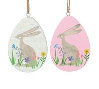 Gisela Graham Set of 2 Floral Hare Easter Egg Decorations