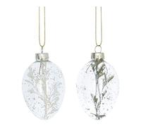 Gisela Graham Set of 2 Glass Eggs with Dried Plants Easter Decorations