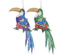 Gisela Graham Set of 2 Toucan Christmas Tree Decorations