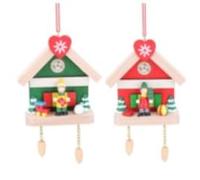 Gisela Graham - Set of 2 Wooden Cuckoo Clock Hanging Decorations