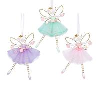 Gisela Graham Set of 3 Colourful Candy Themed Fairy Mice Christmas Tree Decorations