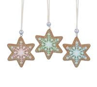 Gisela Graham Set of 3 Gingerbread Star Christmas Tree Decorations