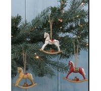 gisela graham Set of 3 Resin Decorations - 7cm Rocking Horses