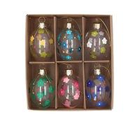 Gisela Graham Set of 6 Colourful Floral Glass Egg Easter Decorations