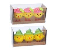 Gisela Graham Set of 6 Easter Chicks with Hats - Cute Fluffy Yellow Chick Decorations - Spring Table, Craft & Easter Display Ornaments