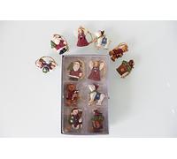 Gisela Graham Set of 6 mini 4cm nostalgic hanging decorations (3 designs) (Green/white)