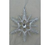 Gisela Graham Silver Jewelled Snowflake (2 Sided) with diamante centre
