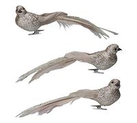 Gisela Graham Single Pale Gold Glitter Feather Clip on Bird Christmas Wedding Decoration