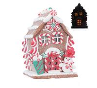 Gisela Graham Small LED Acrylic Light Up Gingerbread House Ornament, Tan, 13x9x10cm