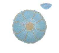 Gisela Graham Small Stoneware Bowl, Light Blue, Floral Design