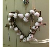 GISELA GRAHAM speckled egg/feather/twig Easter/ Spring heart shaped WREATH