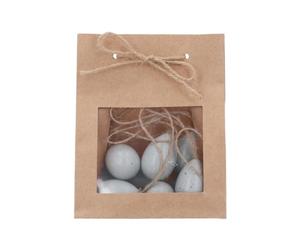 Gisela Graham Speckled Eggs in Kraft Gift Bag - Decorative Easter Eggs with Twine - Rustic Spring Home & Table Décor