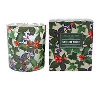 Gisela Graham Spiced Fruit Scented Candle in Holly and Blueberry Decorated Glass Pot