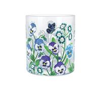 Gisela Graham Spring Easter Blue Violas Glass Tealight Pot Small