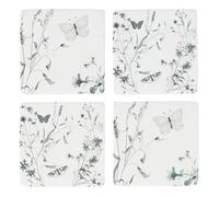 Gisela Graham Square Coasters with Grey Butterfly Design, Set of 4, Resin, 10cm