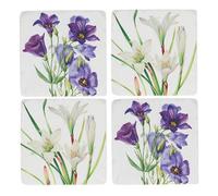 Gisela Graham Square Coasters with Spring Bulbs Design, Set of 4, Resin, 10cm
